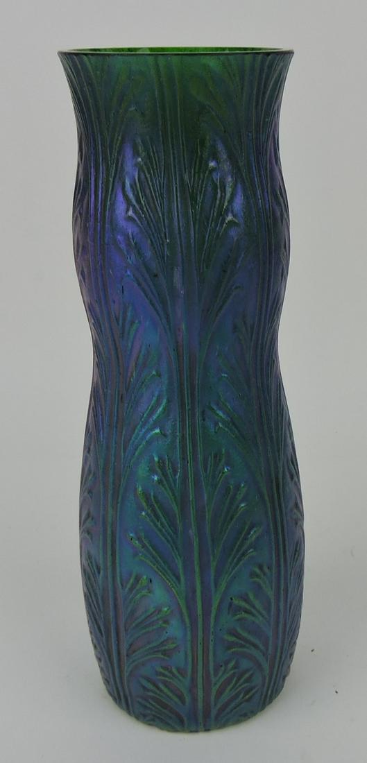 Loetz style 8 1/2" art glass vase: .