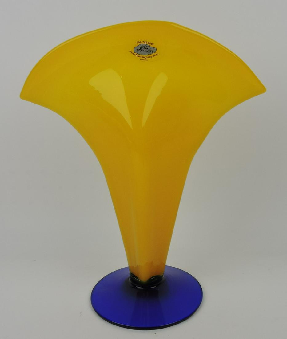 Blenko art glass fan vase, 11 3/4": .