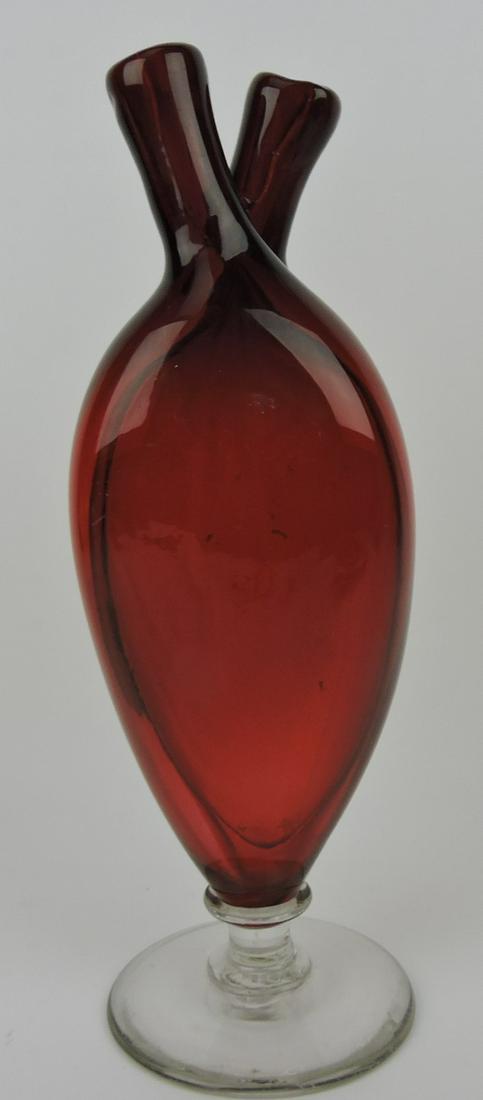 Hand blown Gimmel double decanter: flask, 13"