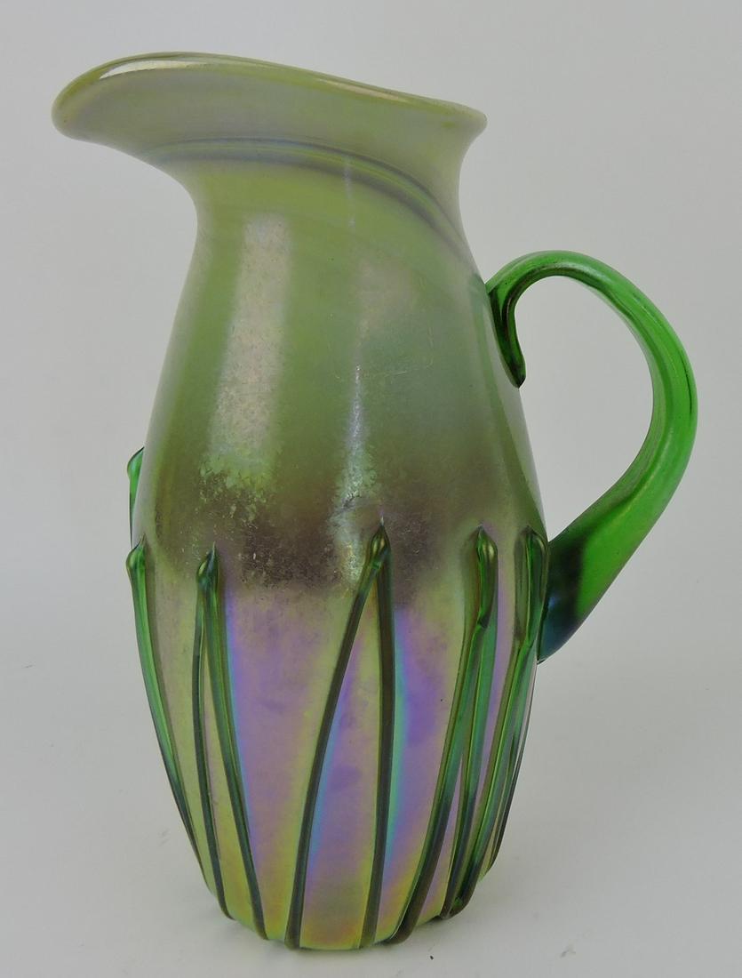 Phoenix Art Glass Studios (signed) art: glass pitcher, 9 1/4"