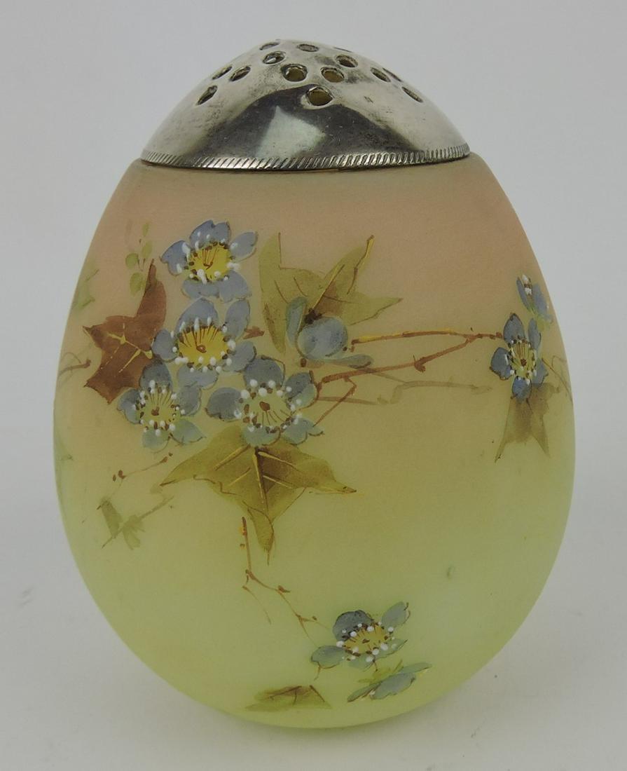 Mt. Washington burmese muffineer: with floral enamel