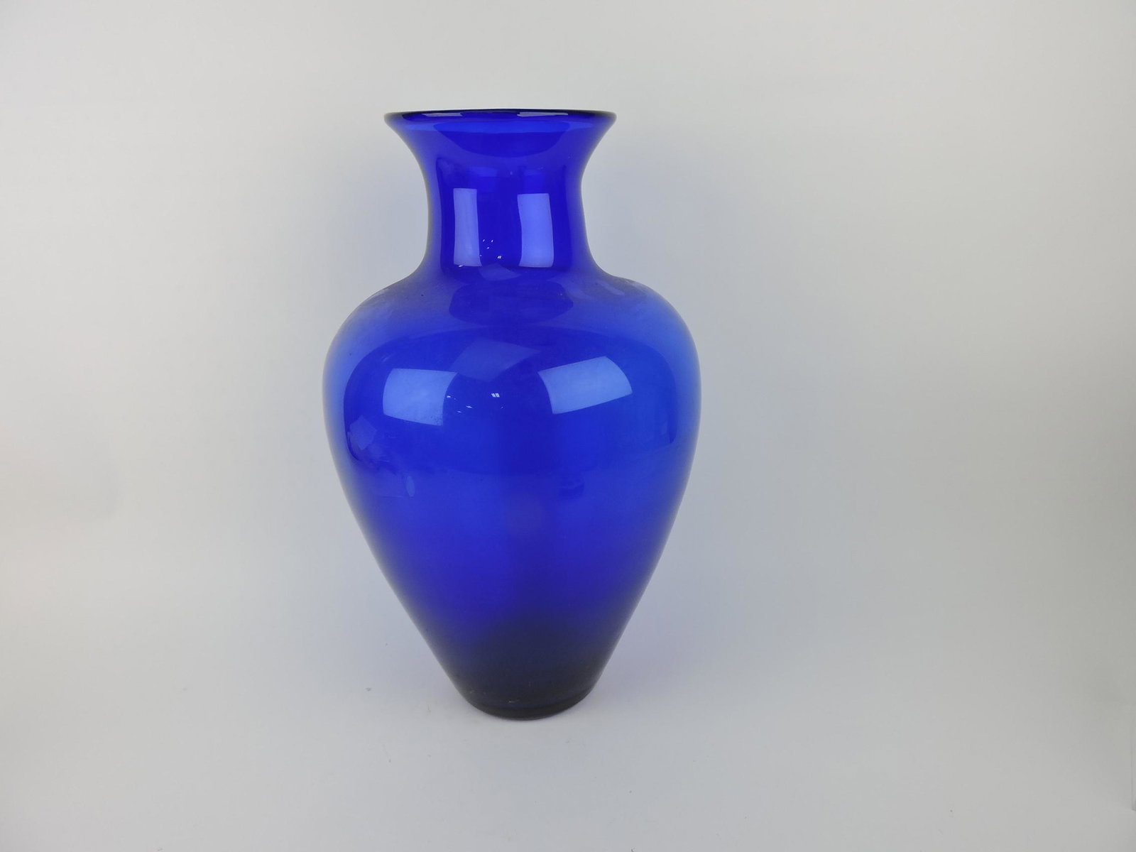 Richard Blenko (signed) blown large: cobalt vase, 19"