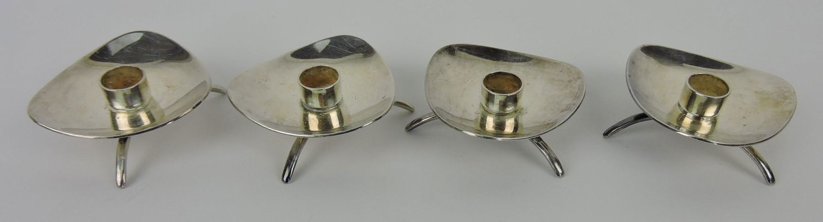 Cohr Denmark sterling silver set of 4: MCM candle holders, 3.7oz+