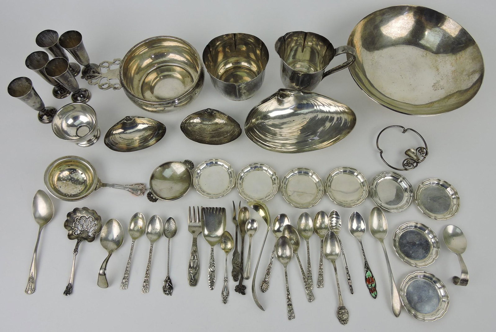 Sterling silver lot of assorted hollowware: and flatware pieces, 47oz+