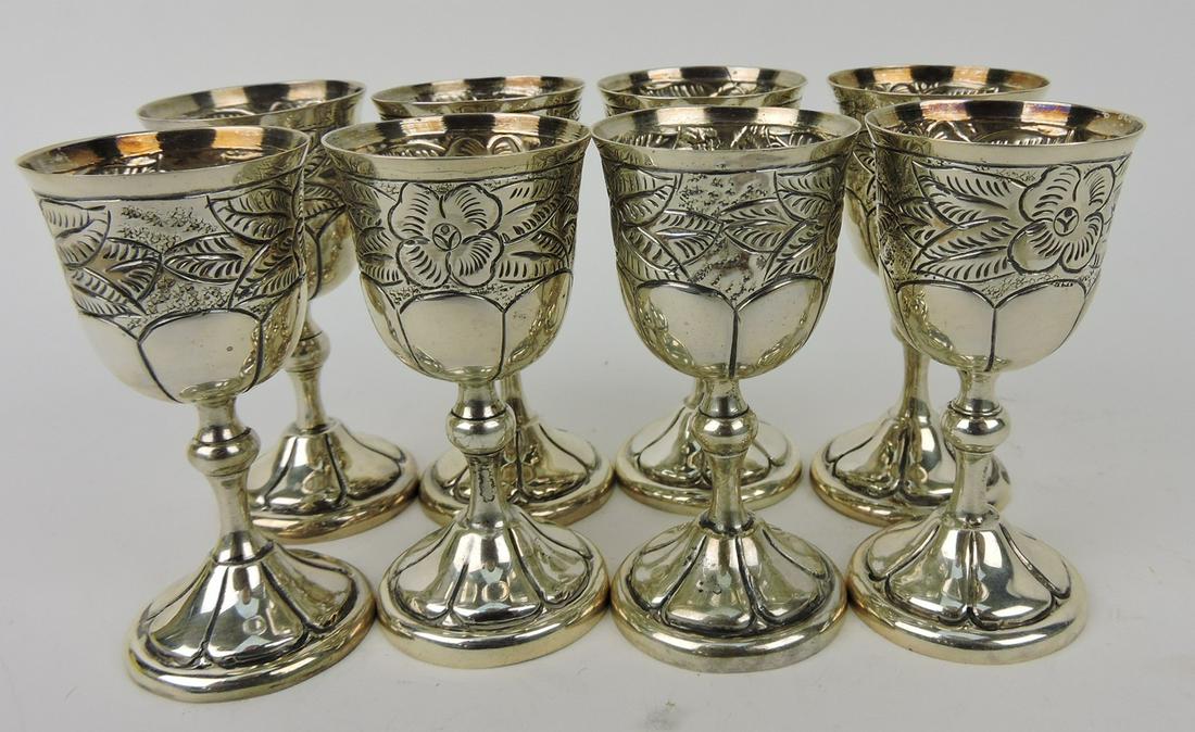 Sterling silver set of 8 wine cordials,: 7.15 oz+