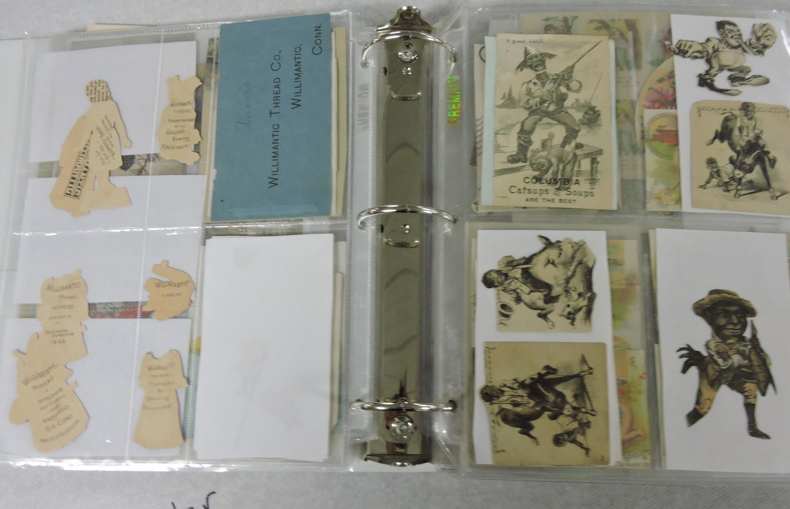 Album of Victorian advertising cards and: ephemera, approximatly 300 pieces