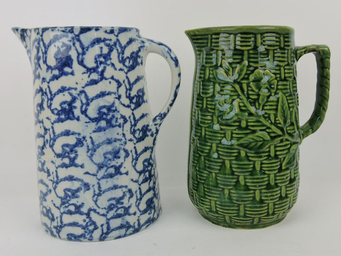 Blue & white spongeware pitcher and (1 of 1)