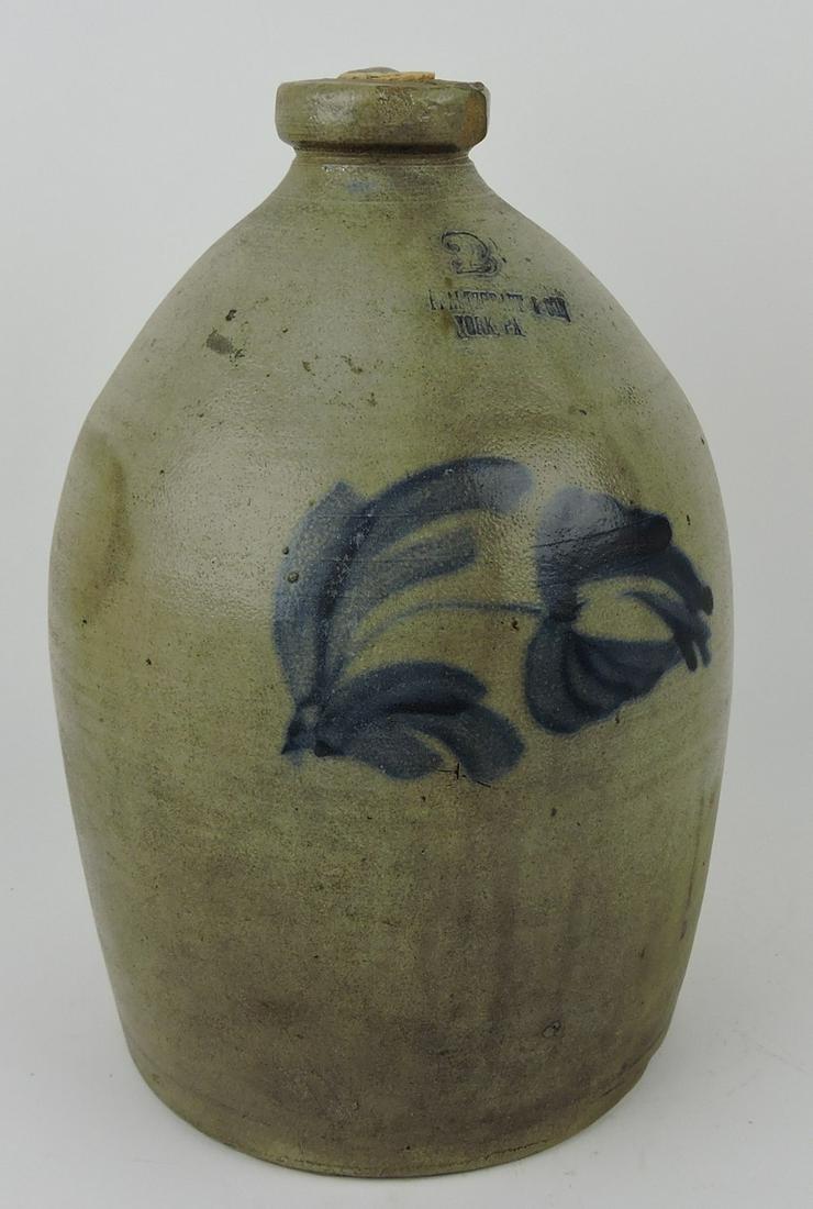 Stoneware salt glaze 2 gallon crock jug (1 of 3)