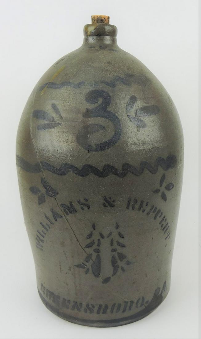 Stoneware salt glaze 3 gallon crock jug (1 of 2)