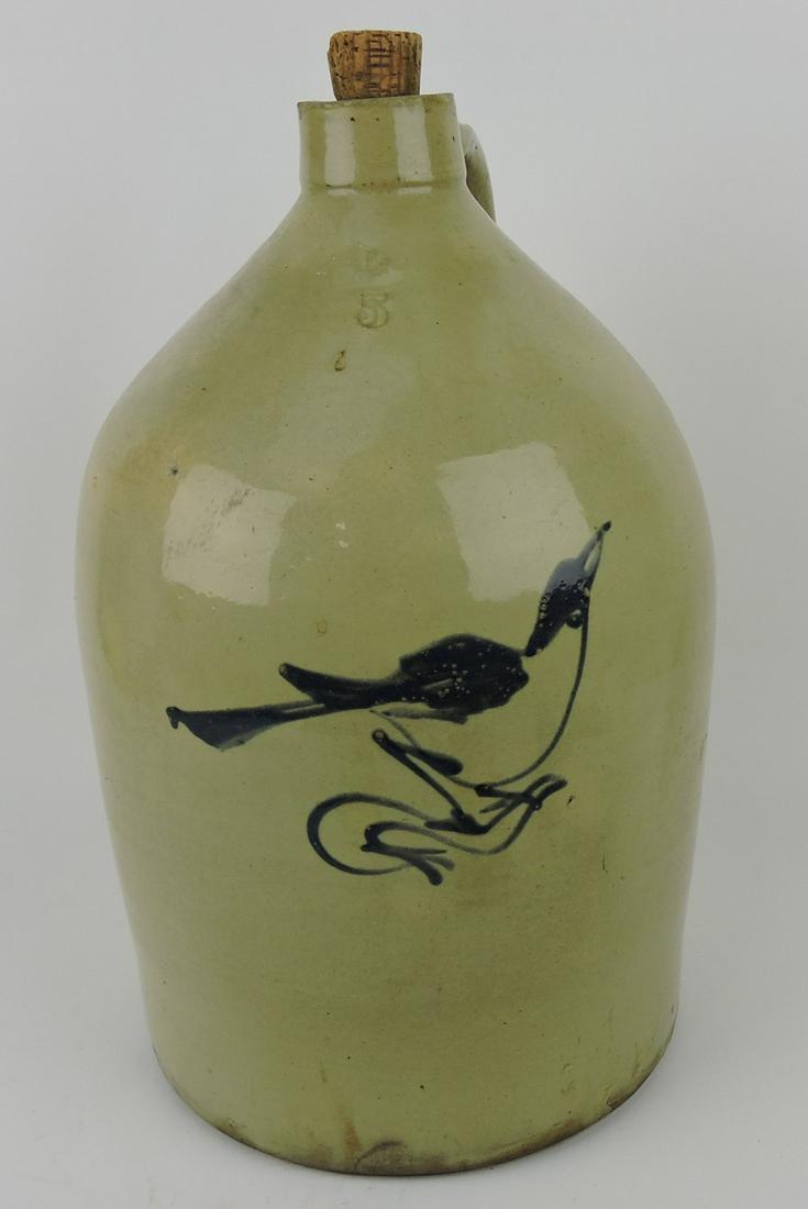 Stoneware 5 gallon crock jug with blue (1 of 1)