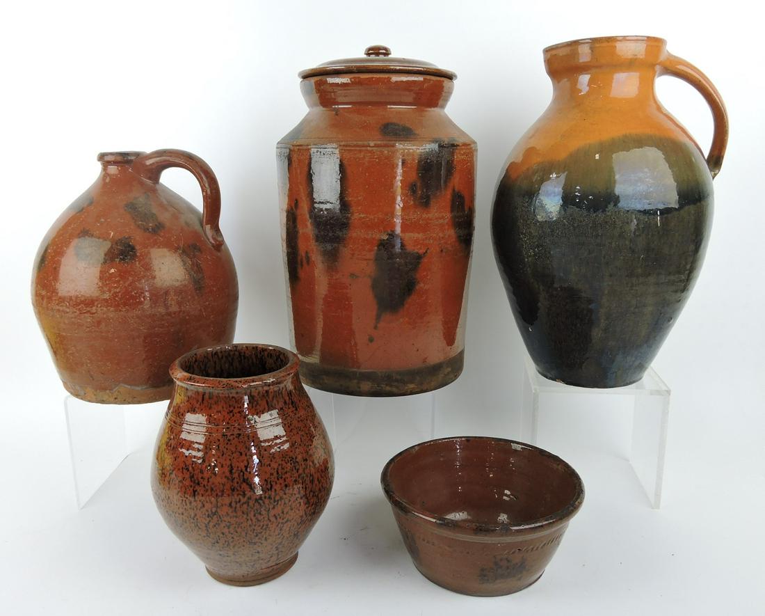 Pennsylvania redware lot of 5 pieces: (1 of 1)