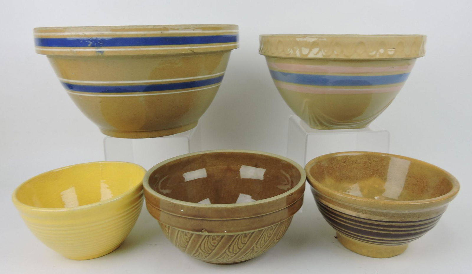 Yellowware lot of 5 crock bowls (1 of 1)