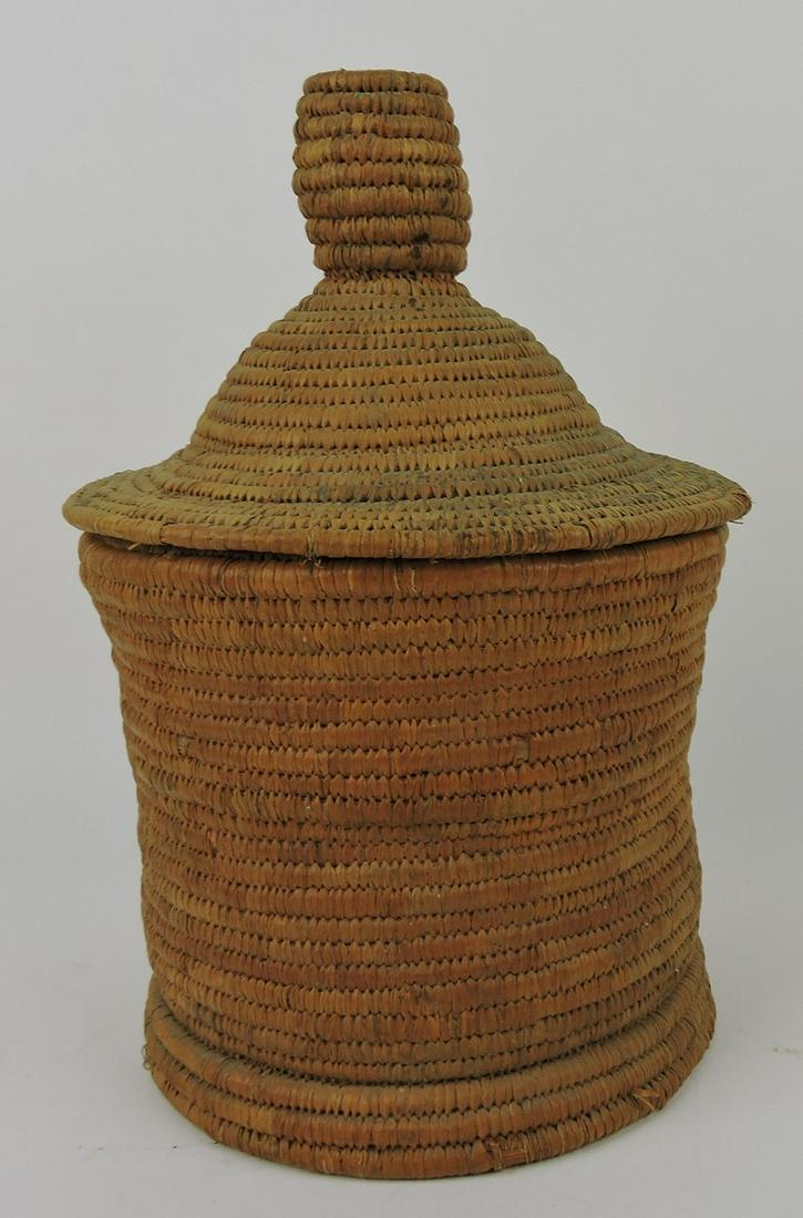 Early woven basket with lid, 13" (1 of 1)