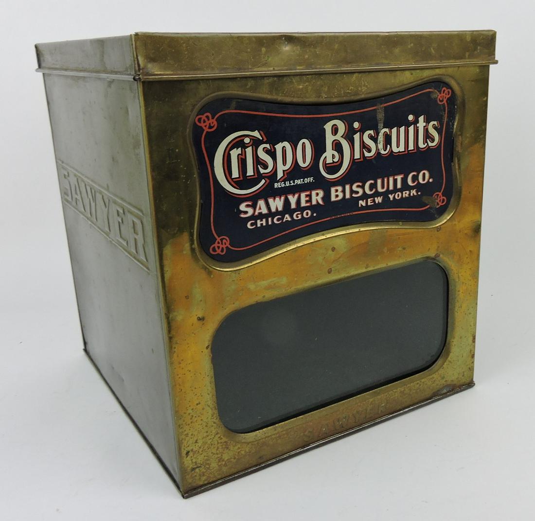 Crispo Biscuits advertising tin old store (1 of 2)