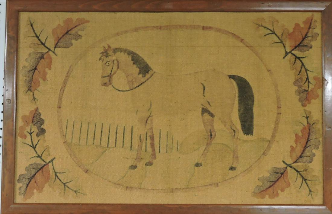 Early hook rug pattern of horse, 23"x36" (1 of 1)