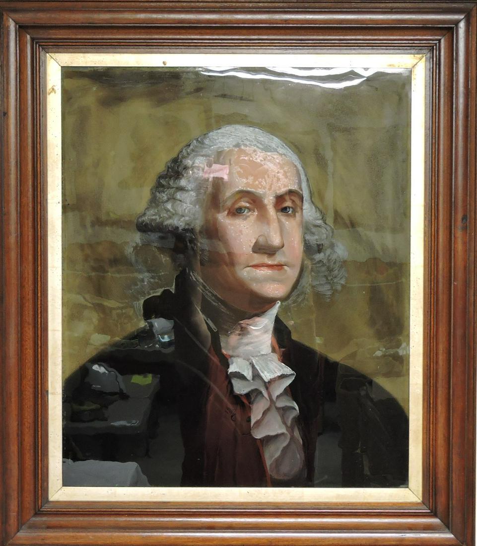 Early reverse painting on glass of (1 of 2)