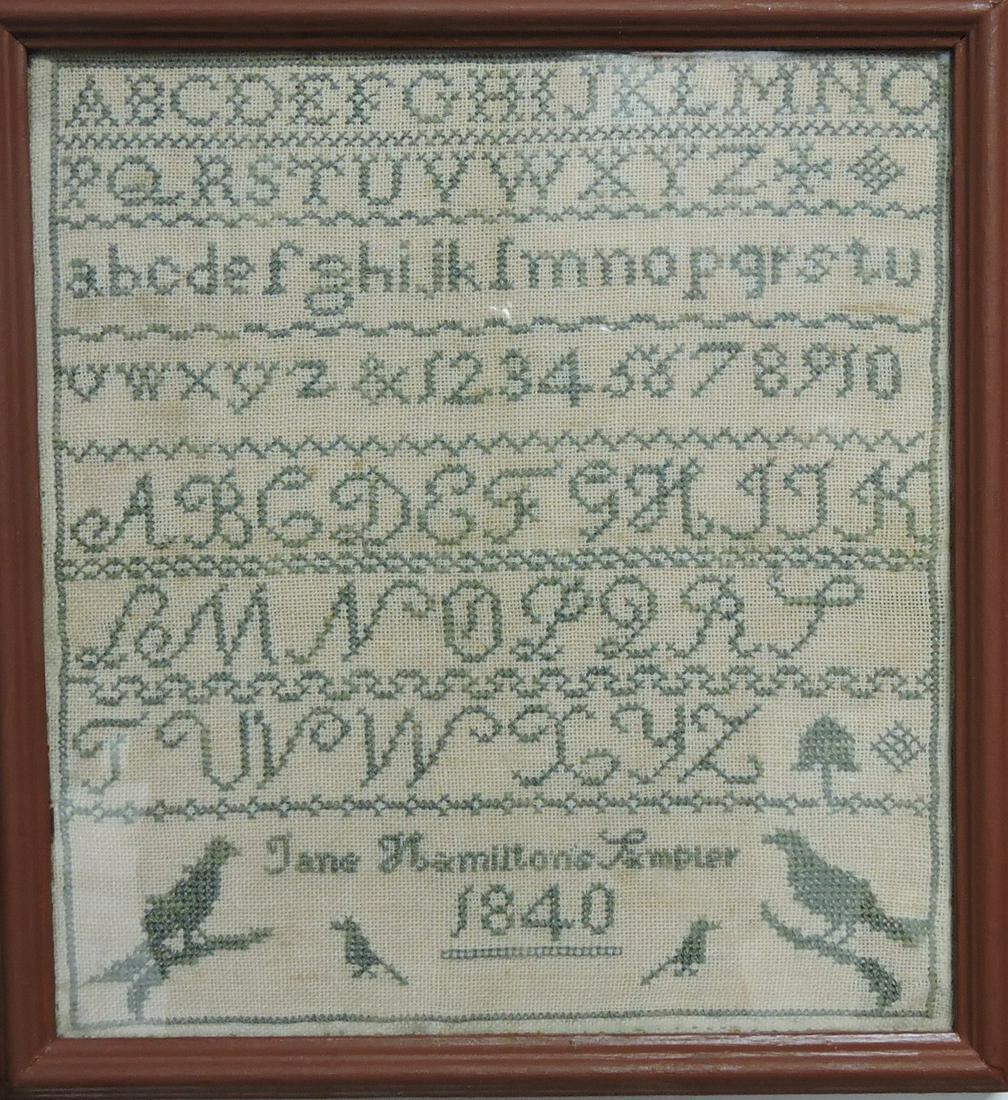 Sampler - Jane Hamilton's sampler 1840, (1 of 1)