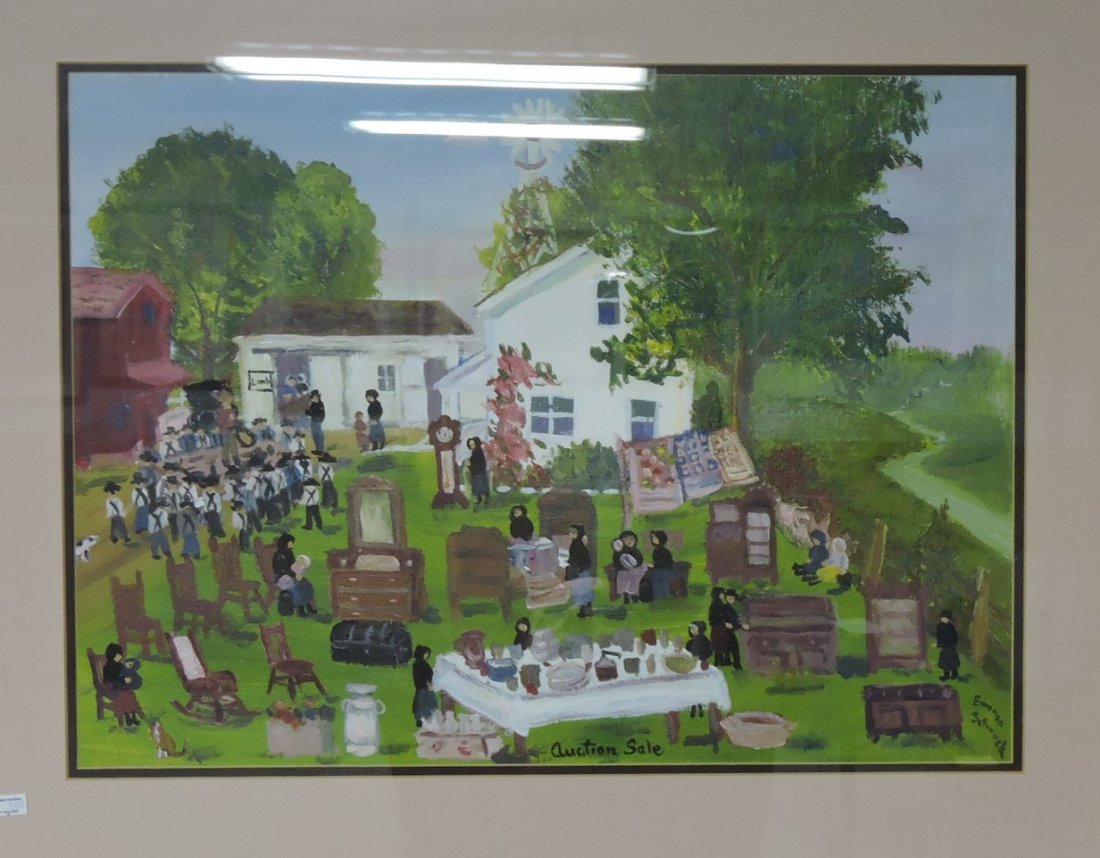 Emma Schrock (Indiana) folk art oil on (1 of 1)