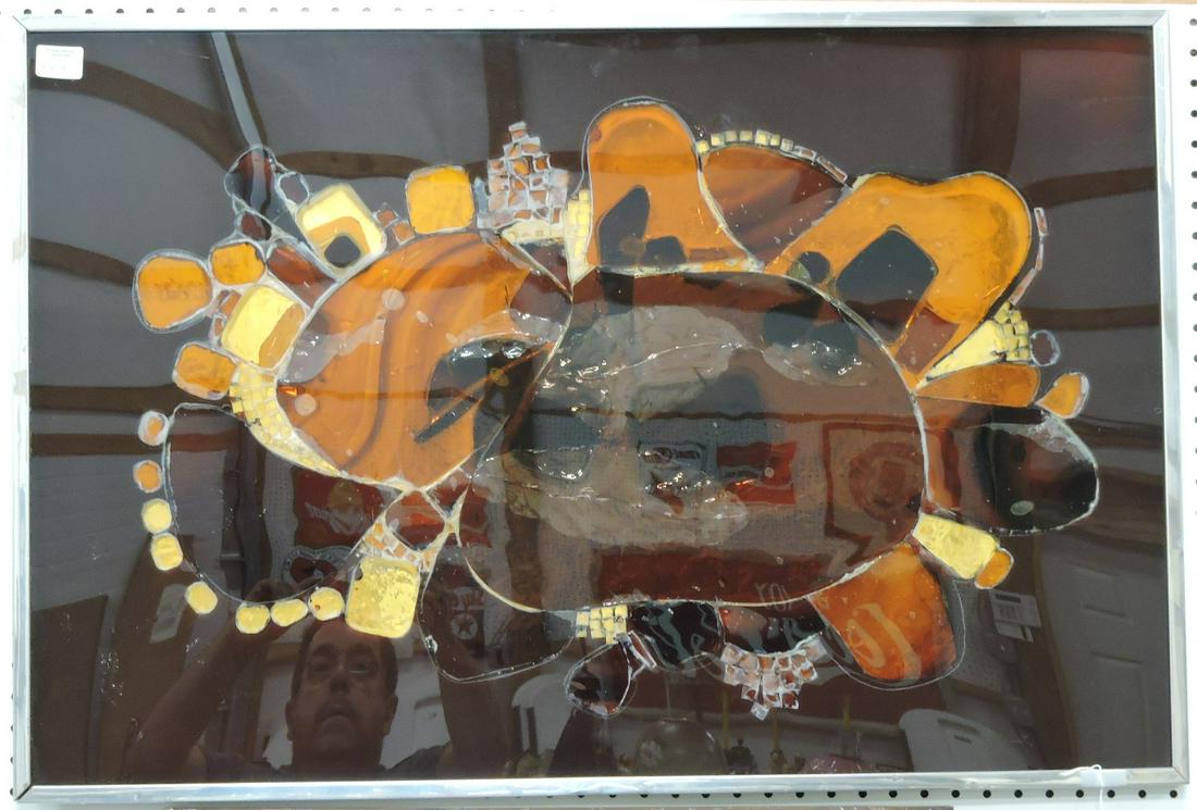 MCM Krikhaar (1940) abstract glass: collage, 24"x36"