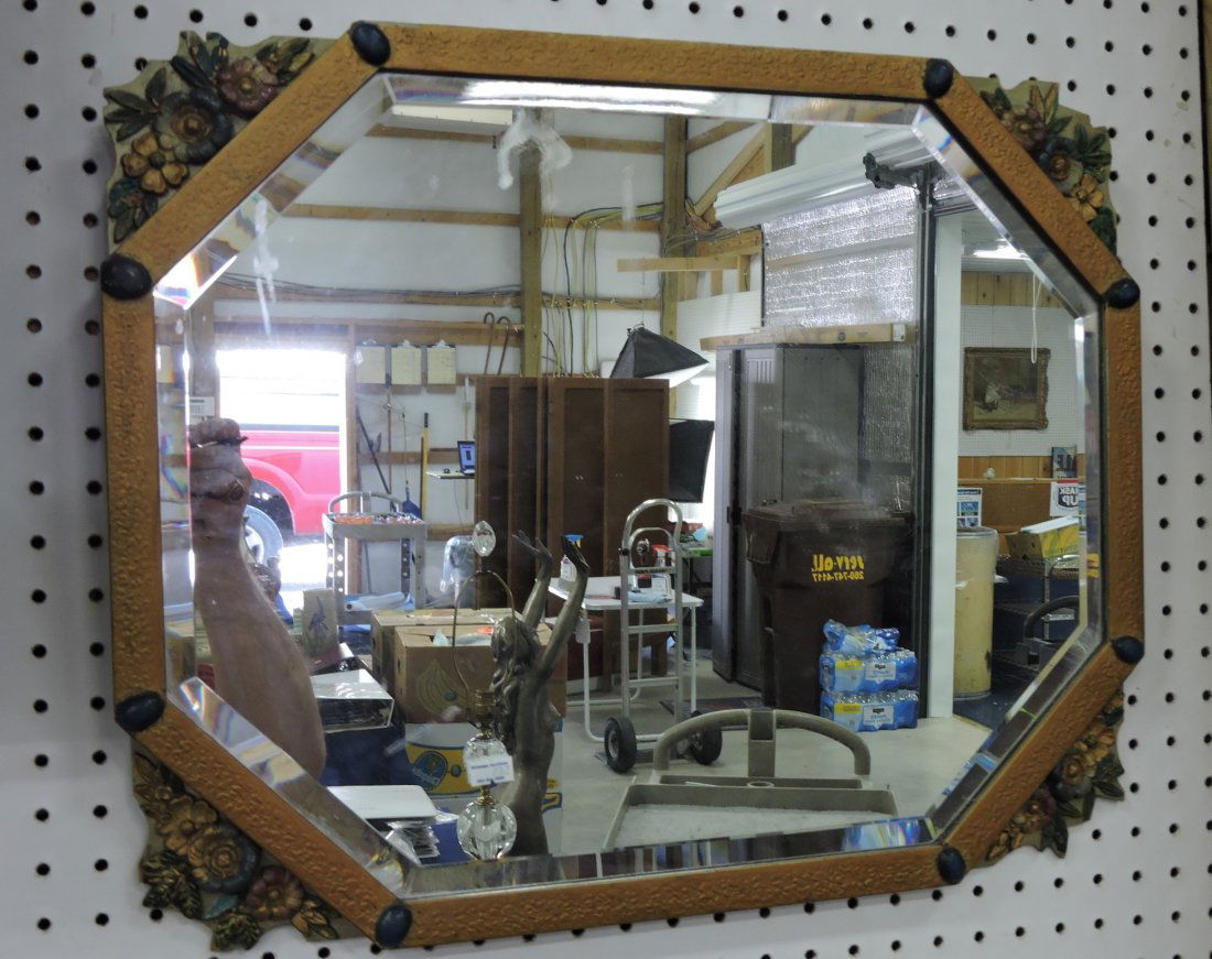 Beveled wall mirror in painted frame, (1 of 1)