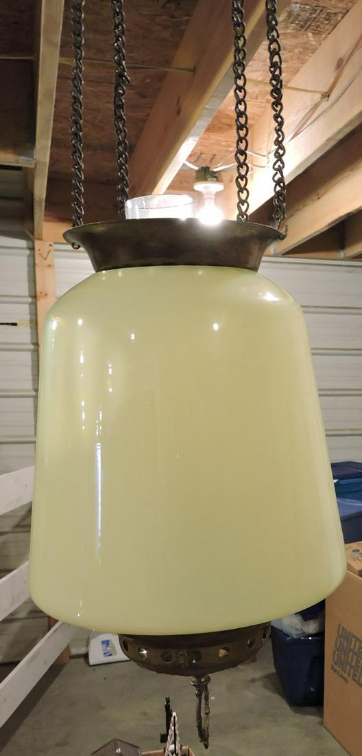 Victorian pull down hall oil lamp with (1 of 1)