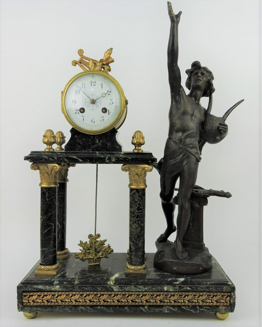 Marble statue mantle clock, figure with (1 of 2)