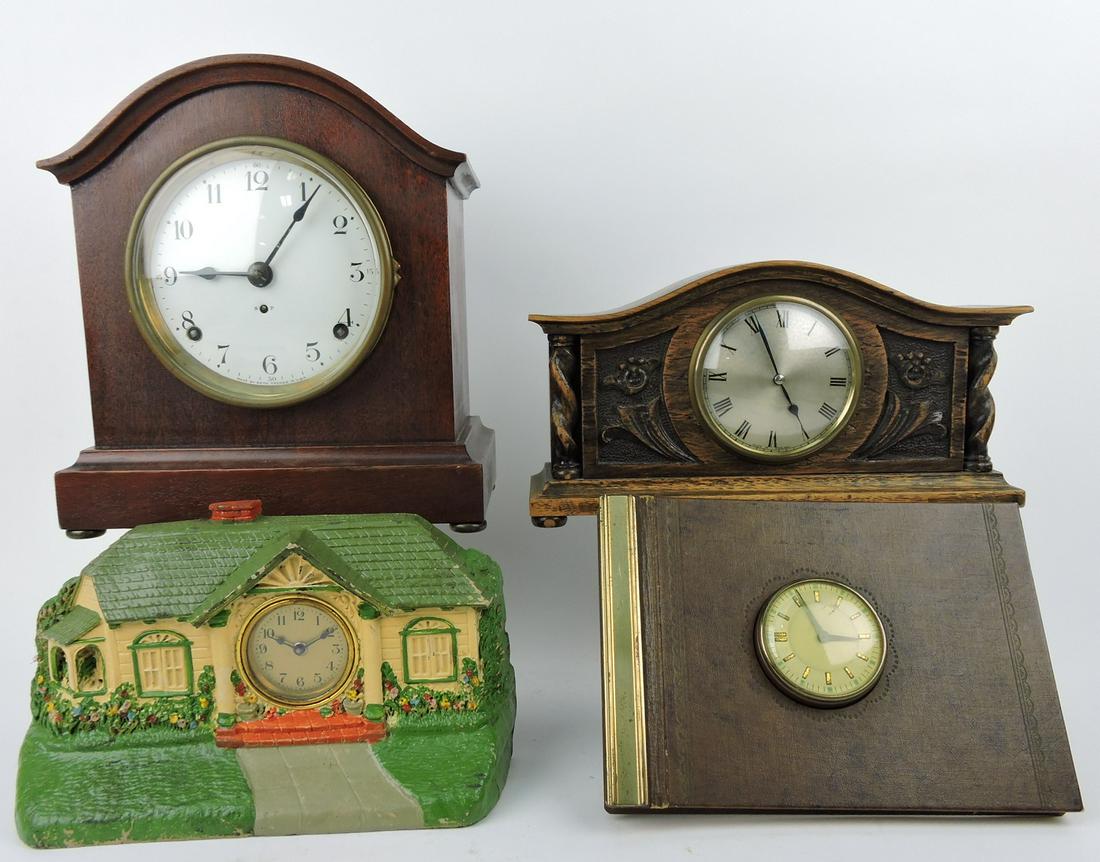 Lot of 4 clocks: Seth Thomas mantle clock, (1 of 1)