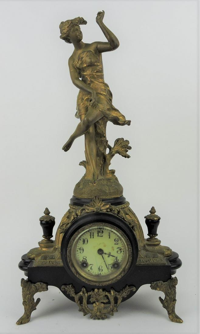 Statue mantle clock with lady, 19 1/2", (1 of 1)