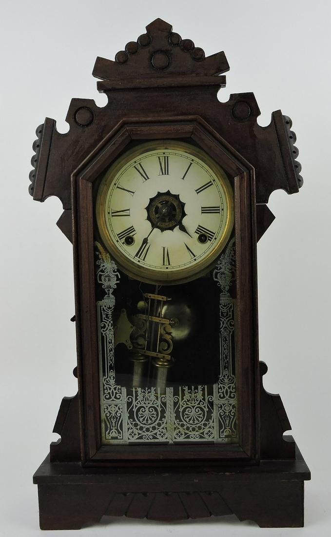 Ansonia walnut kitchen shelf clock, (1 of 1)