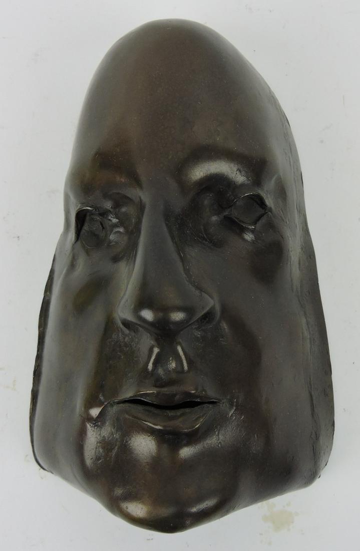 Bronze face mask, 9" x 6", Benedict, (1 of 1)