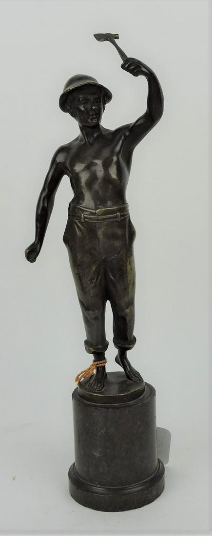 Raphael Hubert bronze figure of: a miner, 14"