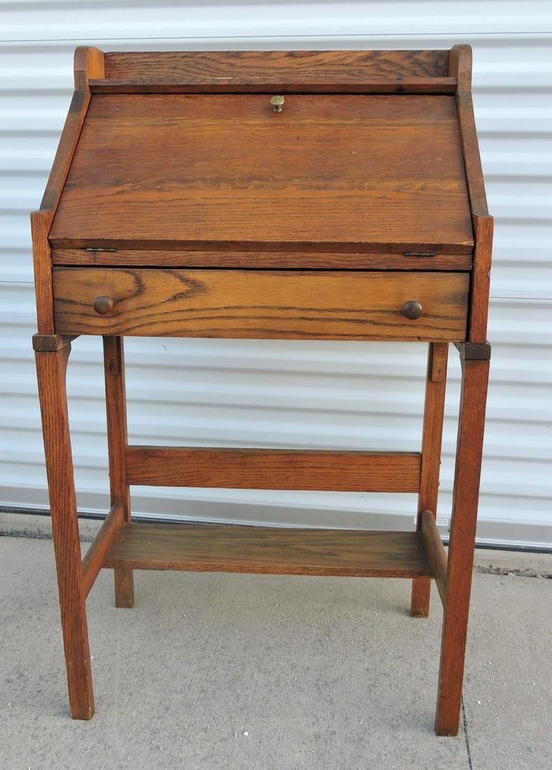 Oak drop front writing desk, 41"h, (1 of 1)