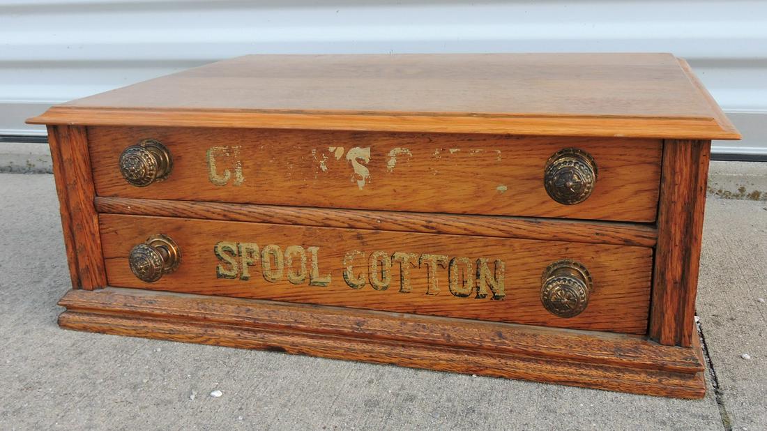 Clark's oak two drawer spool cabinet, (1 of 1)