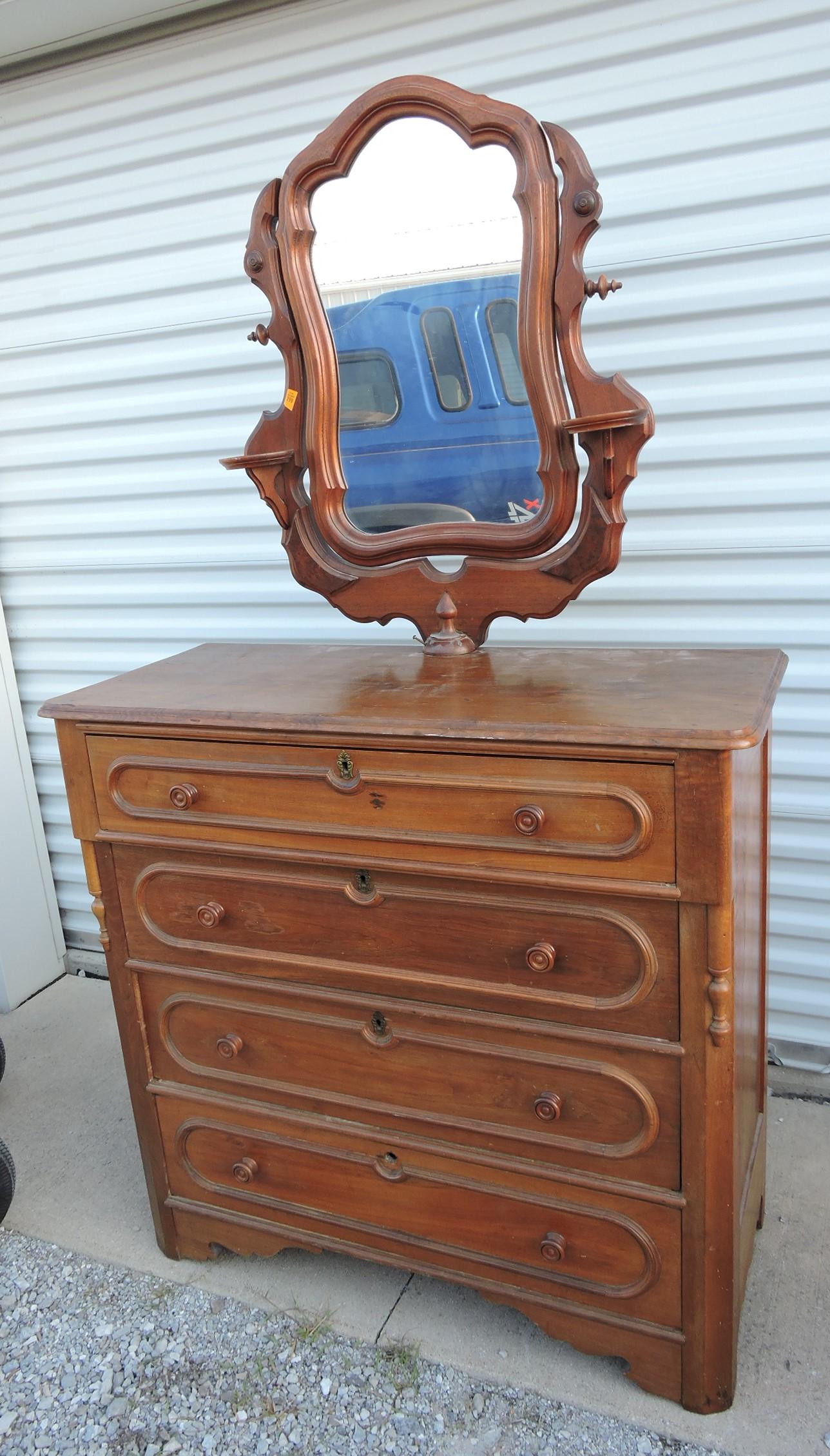 Walnut 4 drawer chest with pedestal (1 of 1)