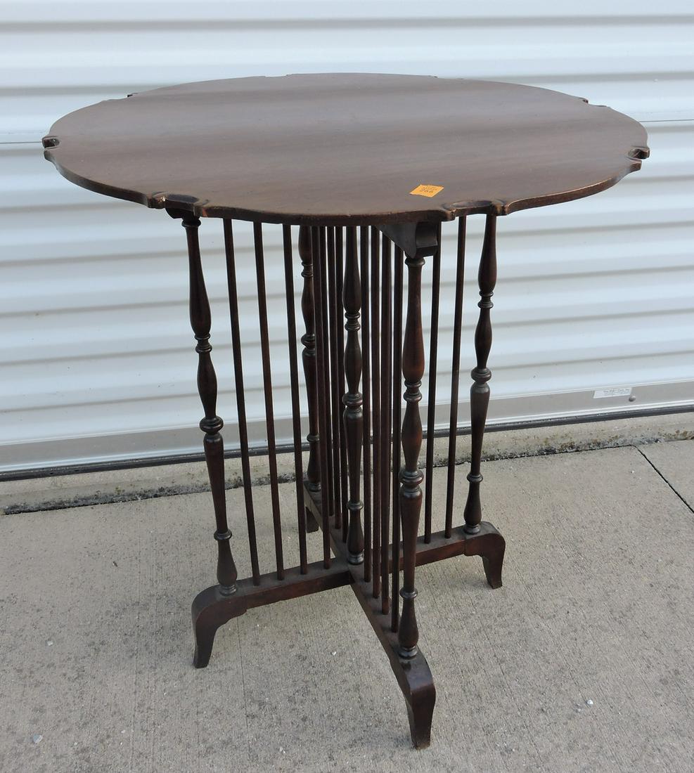 Mahogany scalloped edge lamp table, (1 of 1)