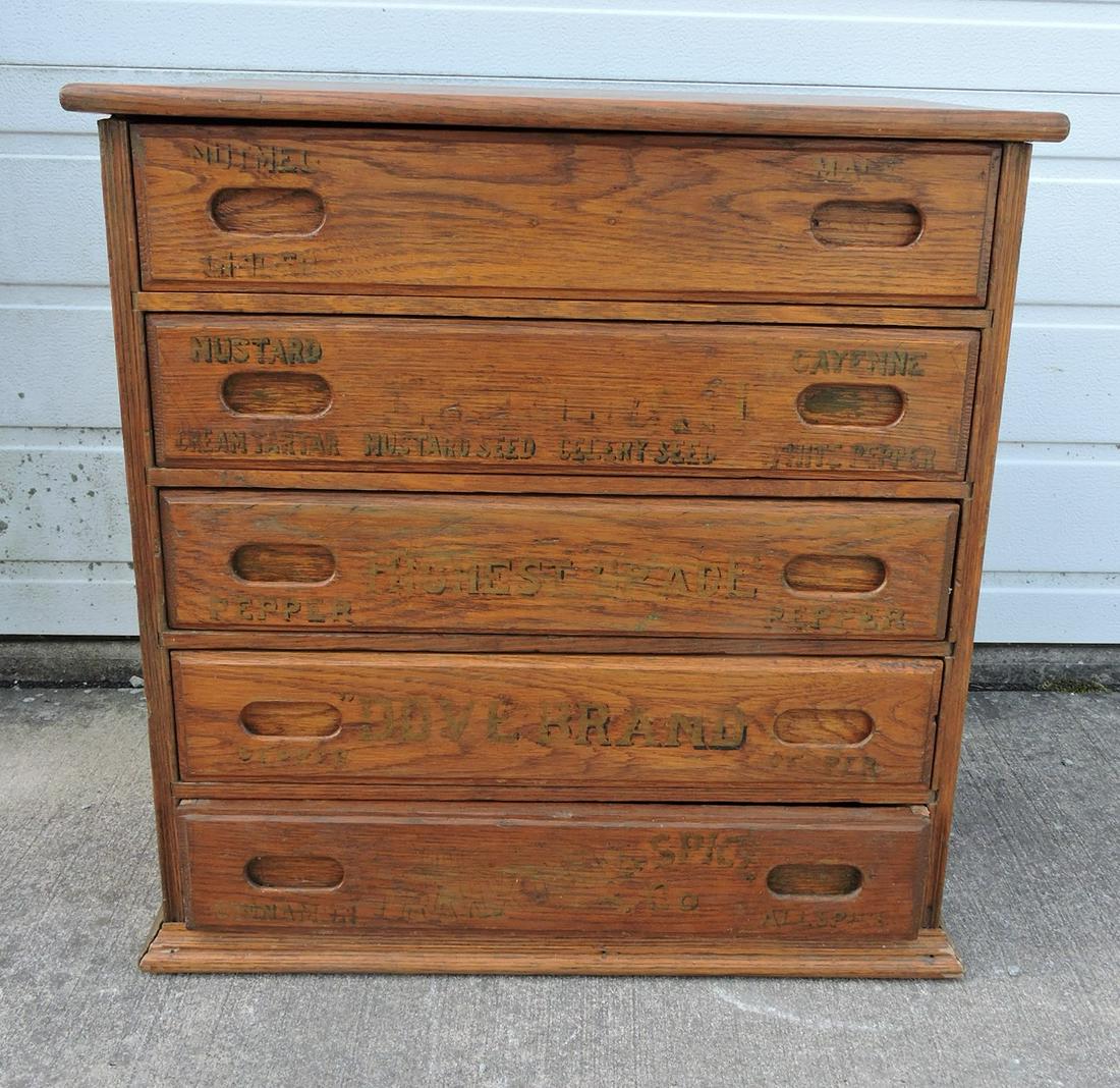 Oak five drawer seed cabinet, (1 of 3)