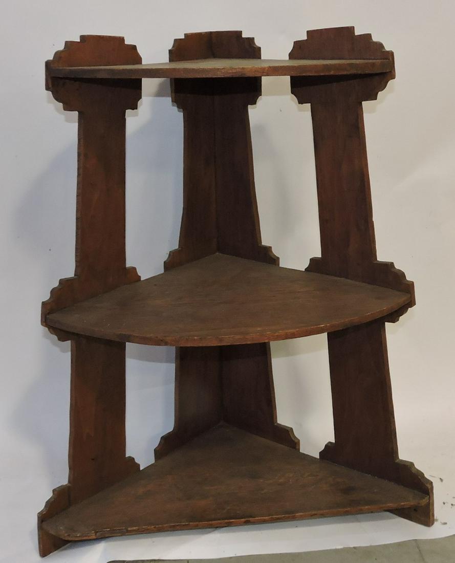 Oak wall hanging corner shelf, (1 of 1)