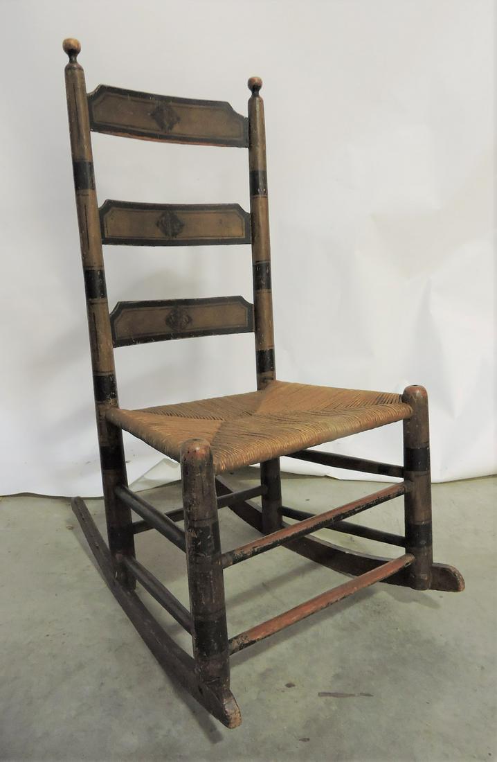 Early rocker with rush seat and (1 of 2)