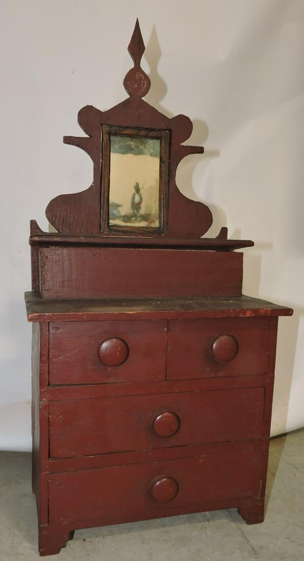 Early red painted child's dresser with (1 of 1)