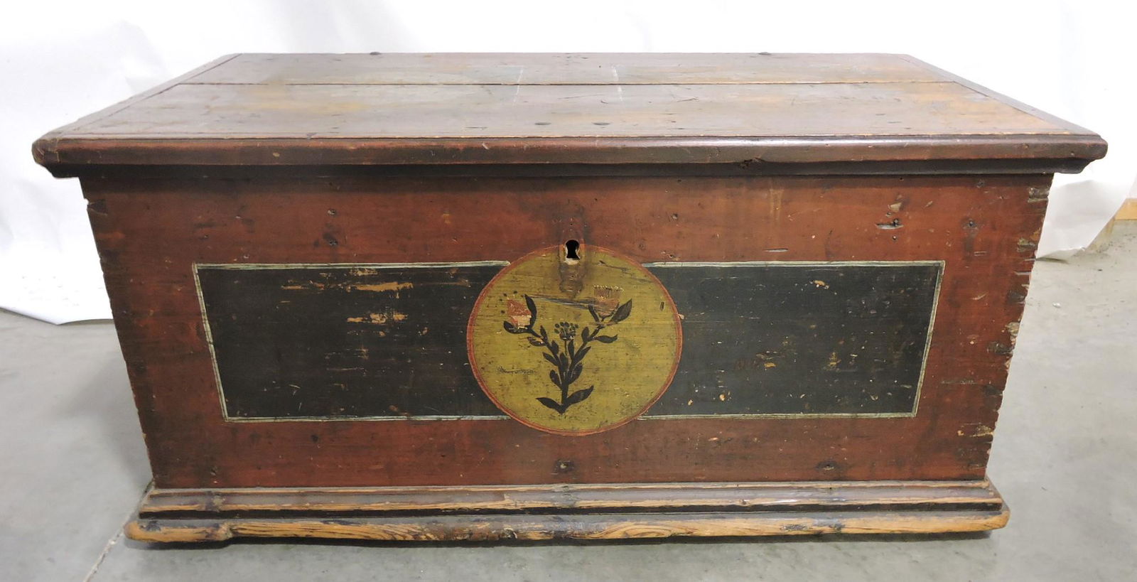 Early red painted blanket chest with (1 of 5)