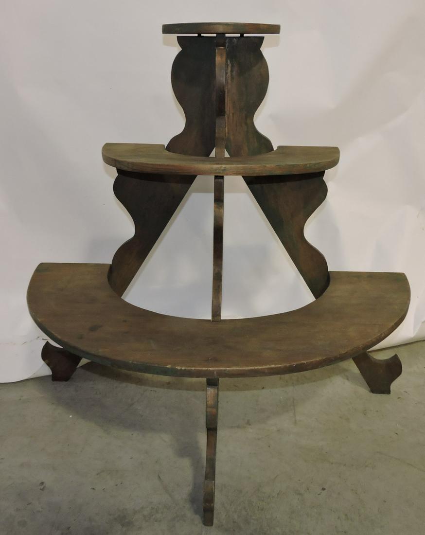 Half moon 3 tier wooden plant stand, (1 of 1)