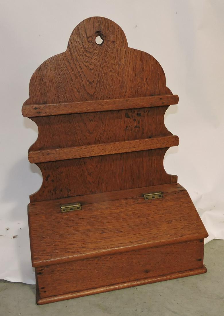 Oak wall hanging box with spoon rack, (1 of 1)