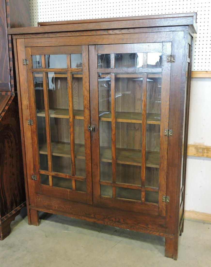 Mission Oak bookcase, 63"h, 49"w (1 of 2)