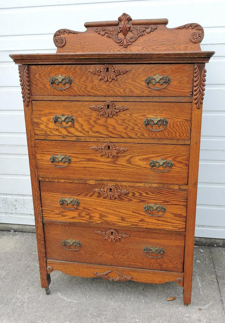 Oak highboy, 56"h, 33"w: .