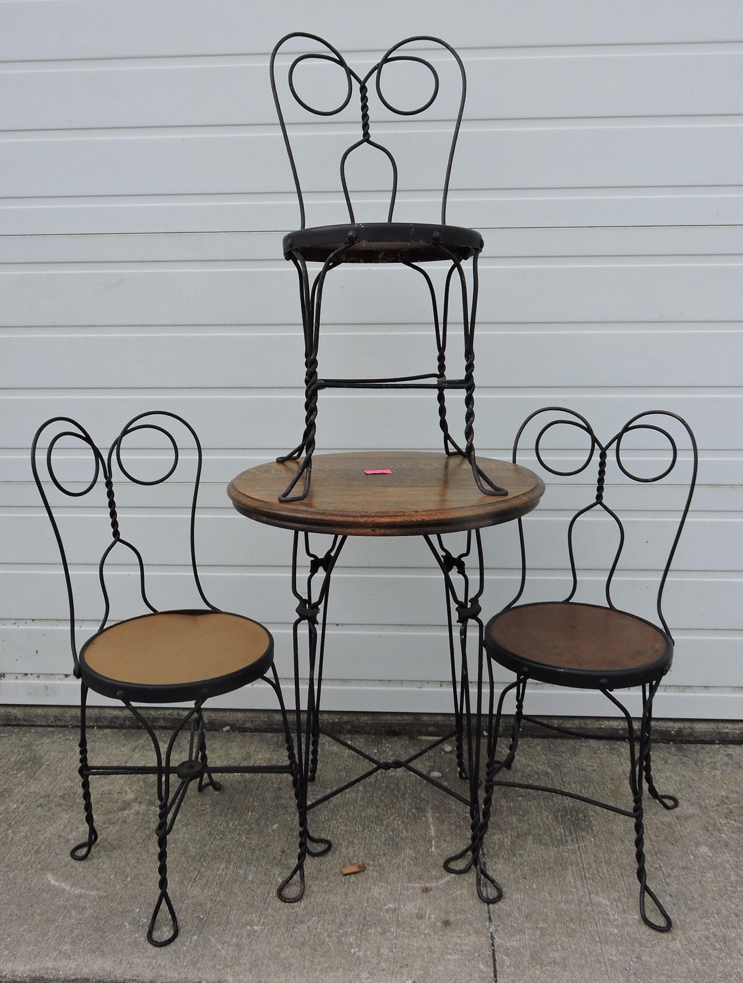 Vintage wrought iron ice 2024 cream table and chairs