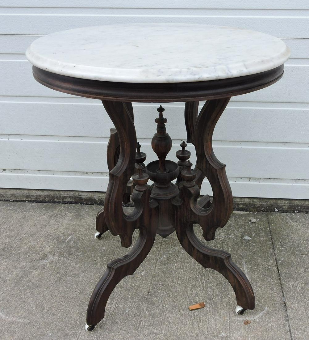 Walnut marble top parlor table, (1 of 1)