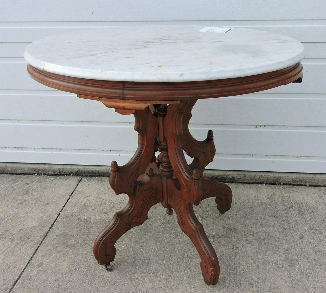 Walnut Victorian marble top oval (1 of 1)