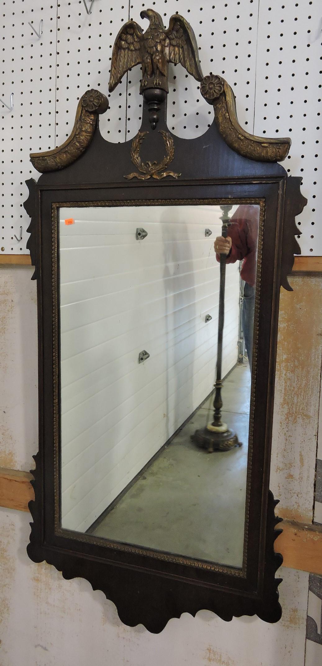 Wall mirror with eagle finial, 52"h, (1 of 2)