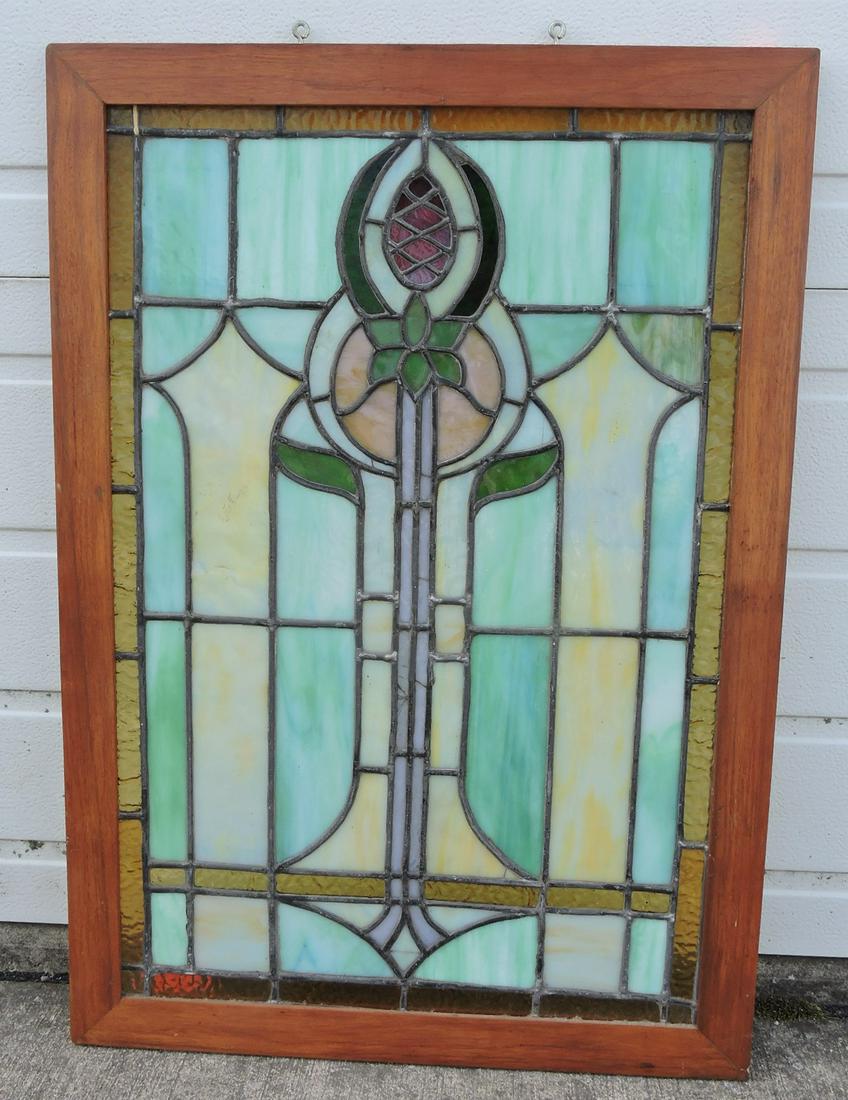 Stained glass leaded window, 33"h, (1 of 1)
