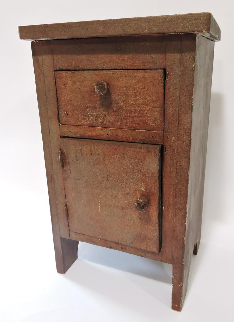 Early red painted small cabinet with (1 of 1)